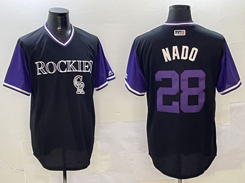 Men Colorado Rockies #28 Nado Black Fashion Game 2025 Nike MLB Jersey style 6->colorado rockies->MLB Jersey